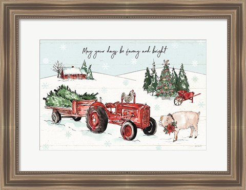 Framed Holiday on the Farm I Farmy and Bright Print