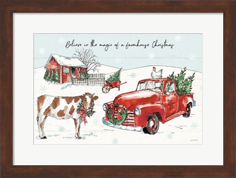 Framed Holiday on the Farm II Believe Print