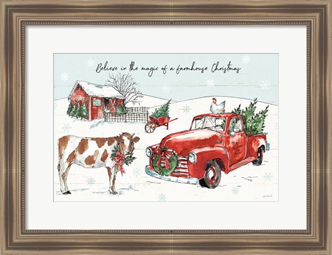 Framed Holiday on the Farm II Believe Print