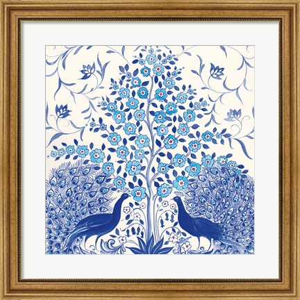 Framed Peacock Garden VIII Print