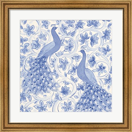 Framed Peacock Garden II Print