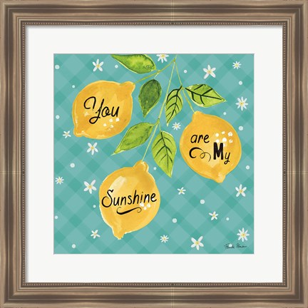 Framed Mellow Yellow V Turquoise Print