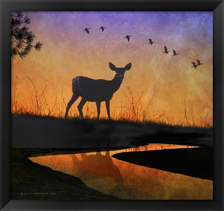 Framed Deer Silhouette Print