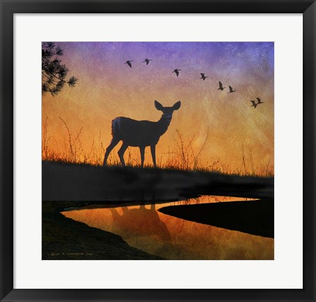 Framed Deer Silhouette Print