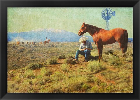 Framed Cowboy On The Range Print