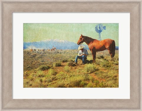 Framed Cowboy On The Range Print