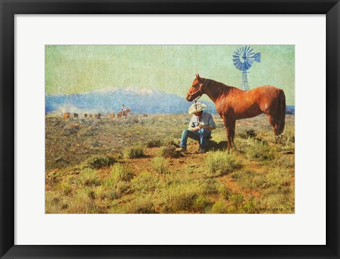 Framed Cowboy On The Range Print