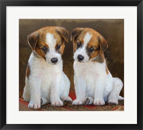 Framed Twin Puppies Print