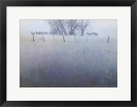 Framed Fence Line Elk Print