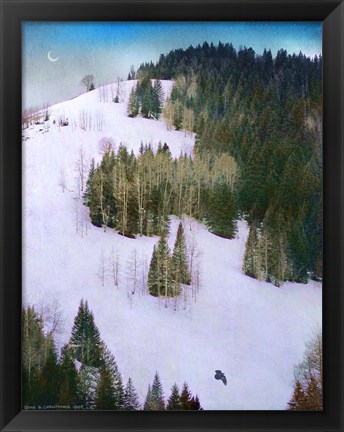 Framed Hillside With Snow Print