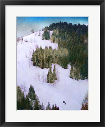 Framed Hillside With Snow Print