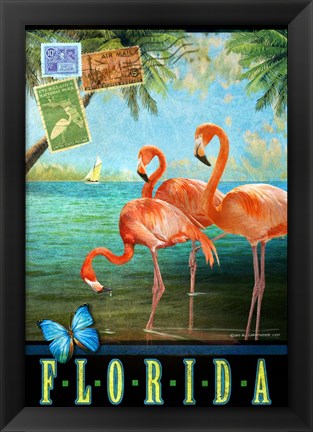 Framed Florida Flamingoes Print