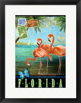 Framed Florida Flamingoes Print