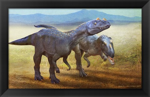 Framed Two Dinosaurs Print