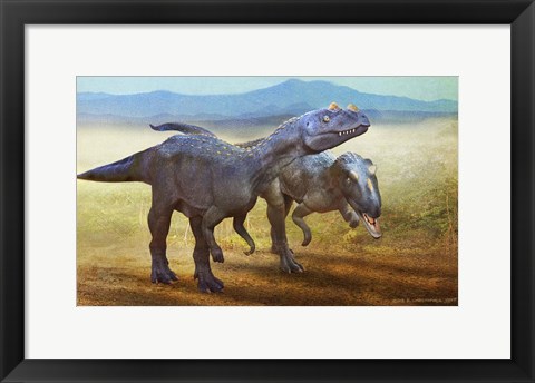 Framed Two Dinosaurs Print