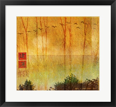 Framed Geese In The Mist Print