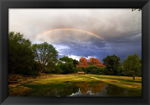 Framed Catherdral Rock Rainbow Sedona Arizona Print