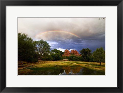 Framed Catherdral Rock Rainbow Sedona Arizona Print