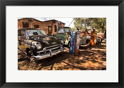 Framed Old Cars Trucks Route 66 Arizona Print