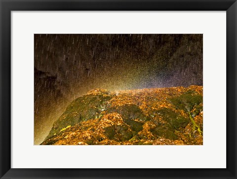 Framed Water Falling On Rock 1 Print