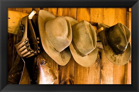 Framed Old Hats Gun On The Wall Payson Arizona Print