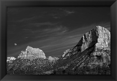 Framed Moon Over The Red Rocks Sedona Arizona 1 Print