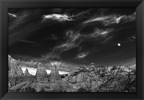 Framed Moon Over The Red Rocks Sedona Arizona 2 Print