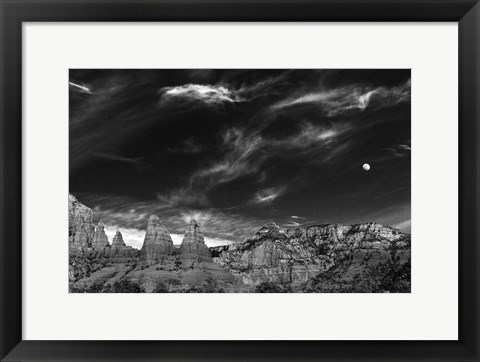 Framed Moon Over The Red Rocks Sedona Arizona 2 Print