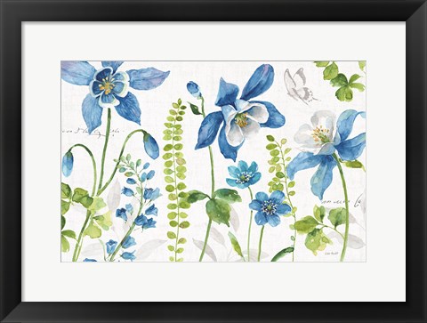 Framed Blue and Green Garden I Print