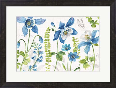 Framed Blue and Green Garden I Print