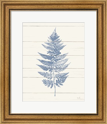 Framed Fern Print I Blue Crop Print