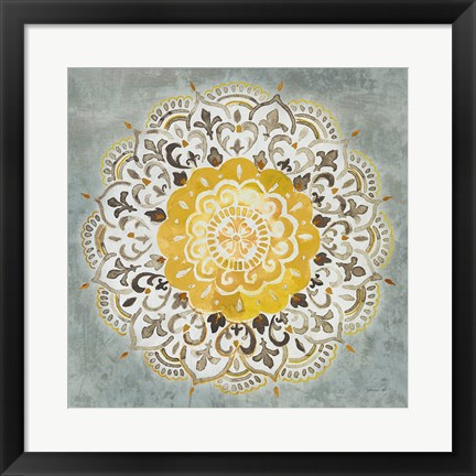 Framed Mandala Delight IV Yellow Grey Print