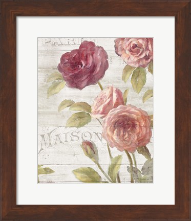 Framed French Roses III Print