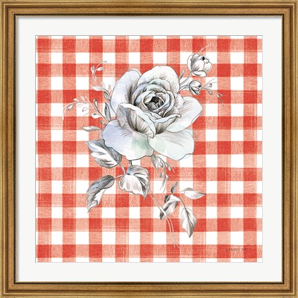 Framed Sketchbook Garden IX Red Checker Print