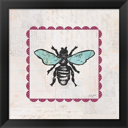 Framed Bee Stamp Bright Print