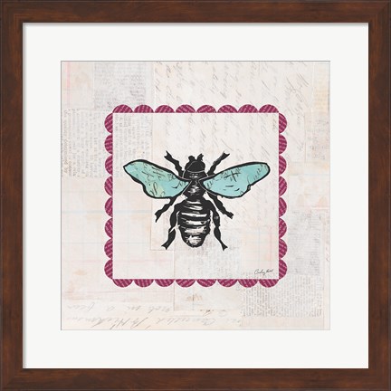 Framed Bee Stamp Bright Print