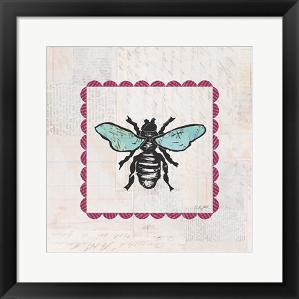 Framed Bee Stamp Bright Print