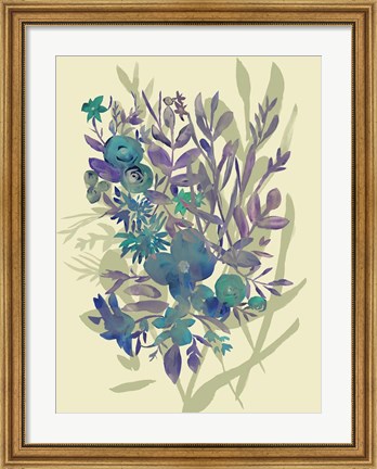 Framed Slate Flowers on Cream I Print