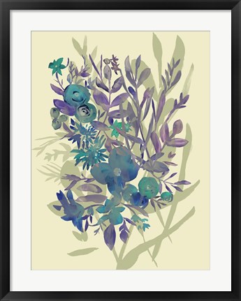 Framed Slate Flowers on Cream I Print