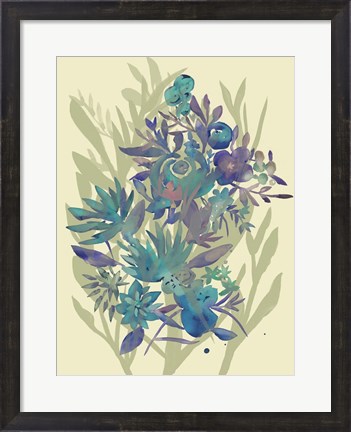Framed Slate Flowers on Cream II Print