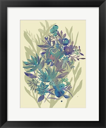 Framed Slate Flowers on Cream II Print