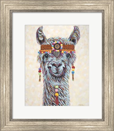 Framed Hippie Llama I Print