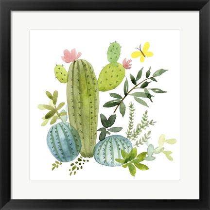 Framed Happy Cactus I Print