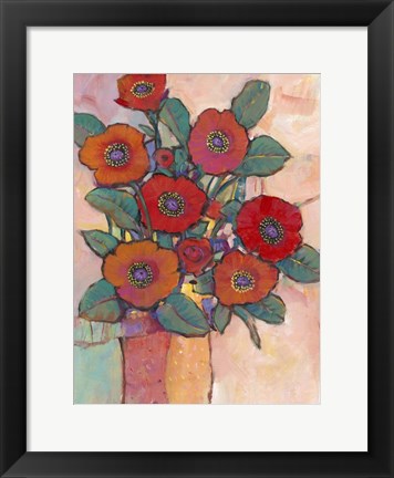 Framed Poppies in a Vase I Print