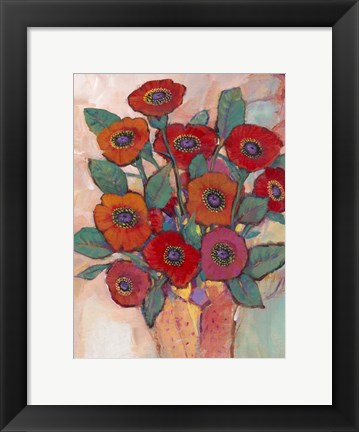 Framed Poppies in a Vase II Print