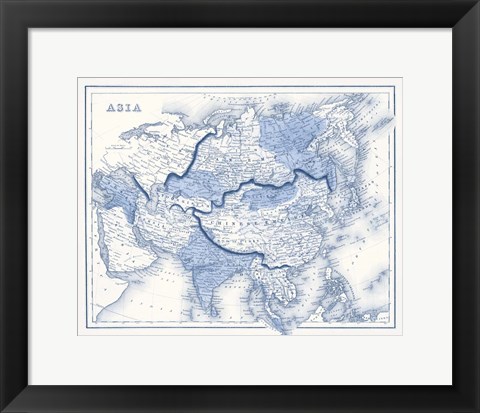 Framed Asia in Shades of Blue Print