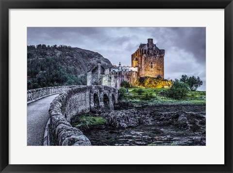 Framed Fairytale Castle Twilight 3 Black Print