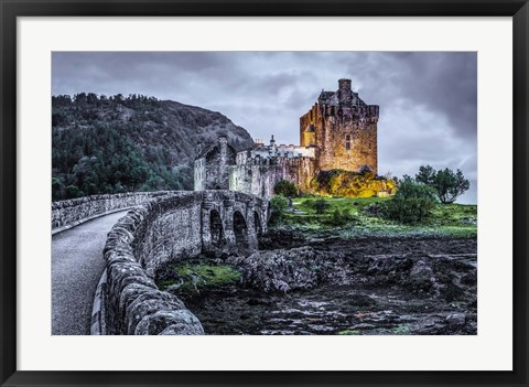 Framed Fairytale Castle Twilight 3 Black Print