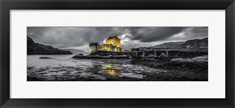 Framed Fairytale Castle Twilight Panorama 3 Black Print