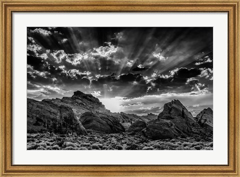 Framed Valley Of Fire 3 Black &amp; White Print